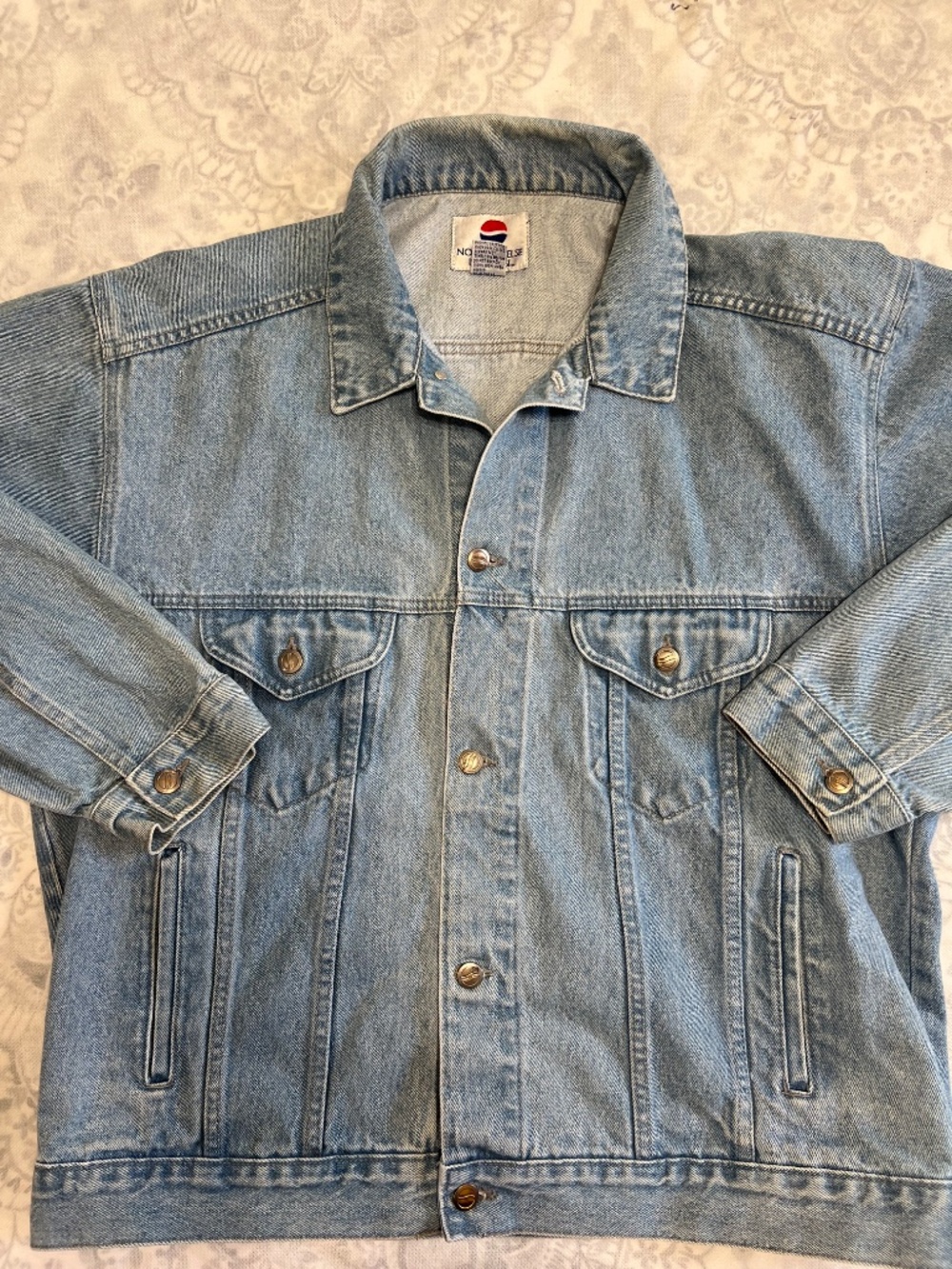 Vintage Pepsi Trucker Jean Jacket Mens XL Blue Denim Button 90s Soda Cola Promo